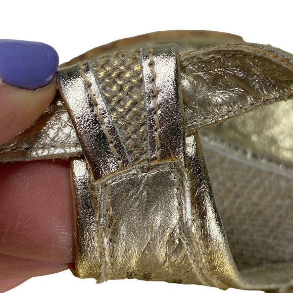 Born Concepts wedge gold adjustable T-strap heeled Sandals arch support 8/39 - Picture 3 of 16